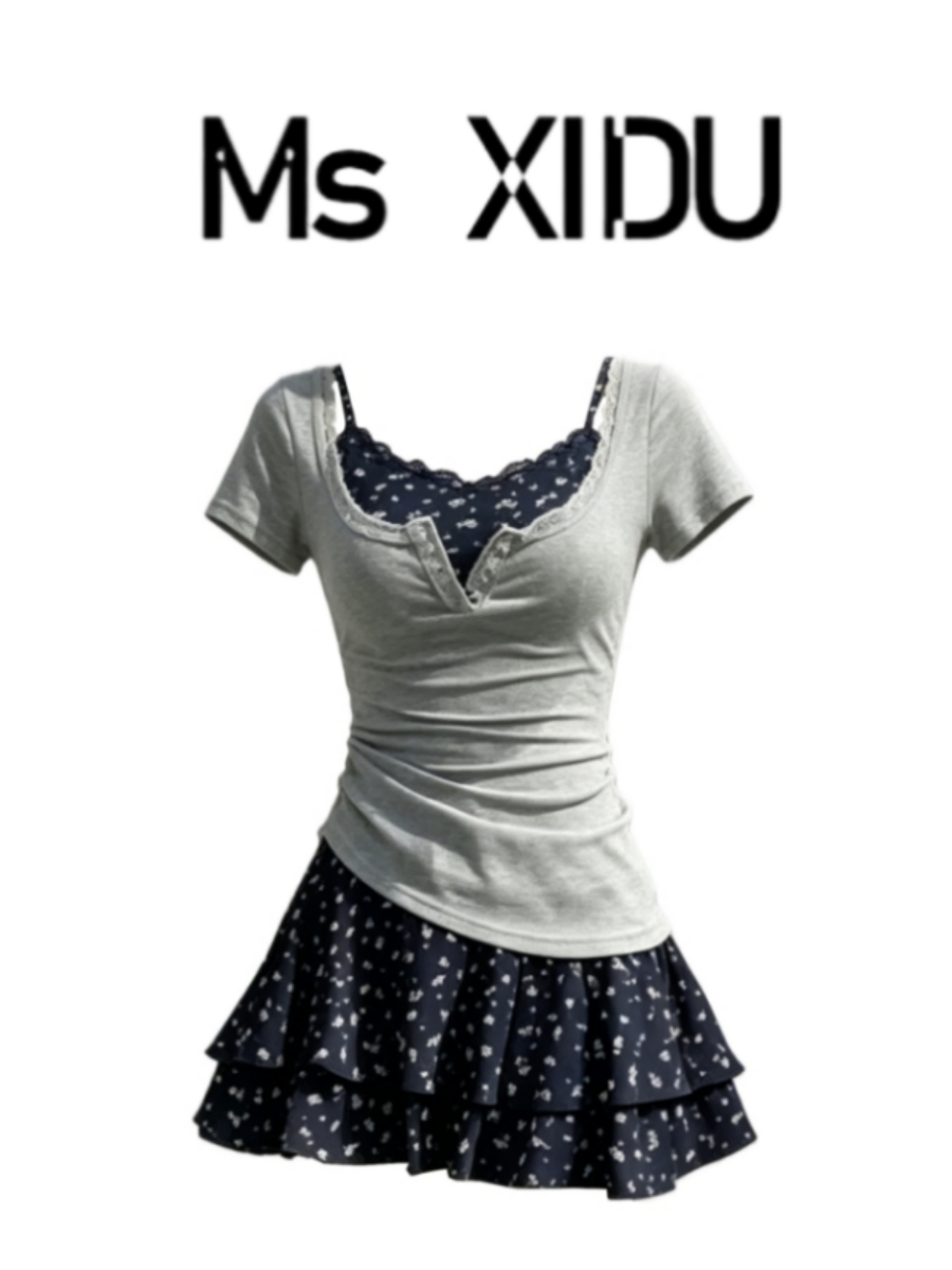 Korean Style Summer Outfit Set - Korean Style A Line Shirt Dress recension och pris