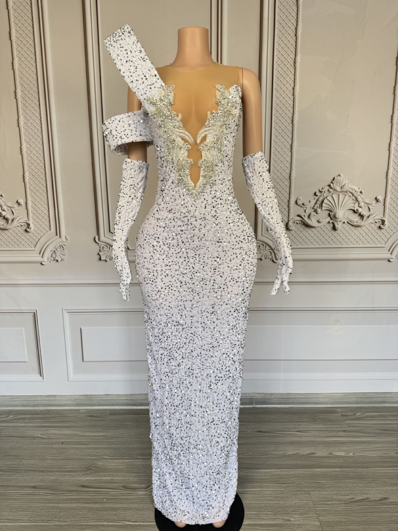 Sparkly Rhinestone Deep V Neck - Sparkly Rhinestone Club Party Dress recension och pris