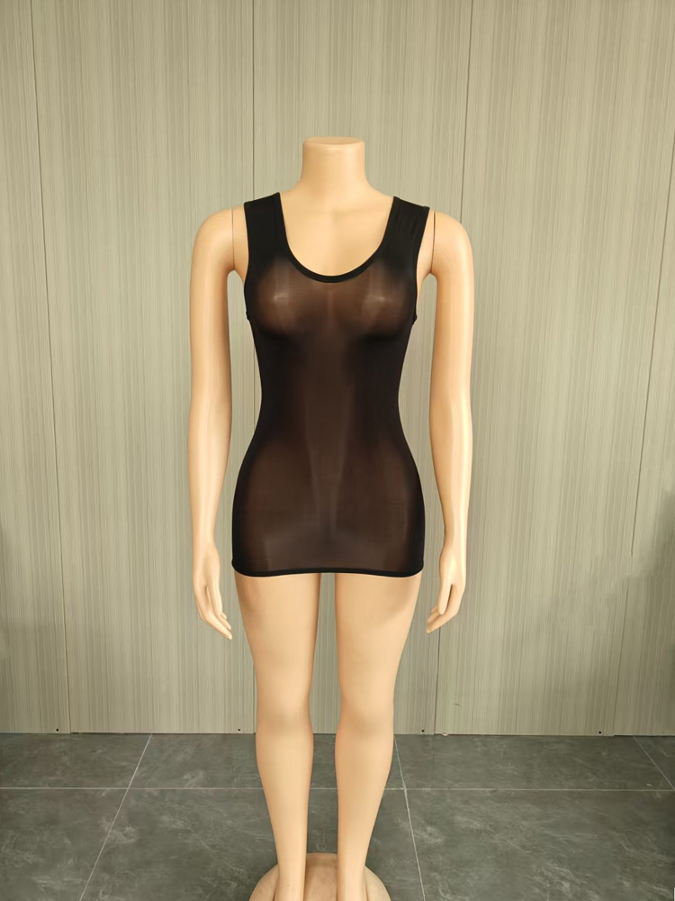 JENYAGE Sexy Glossy Sheer Tank - Sexy Mesh Sheer Bodycon Dress recension och pris