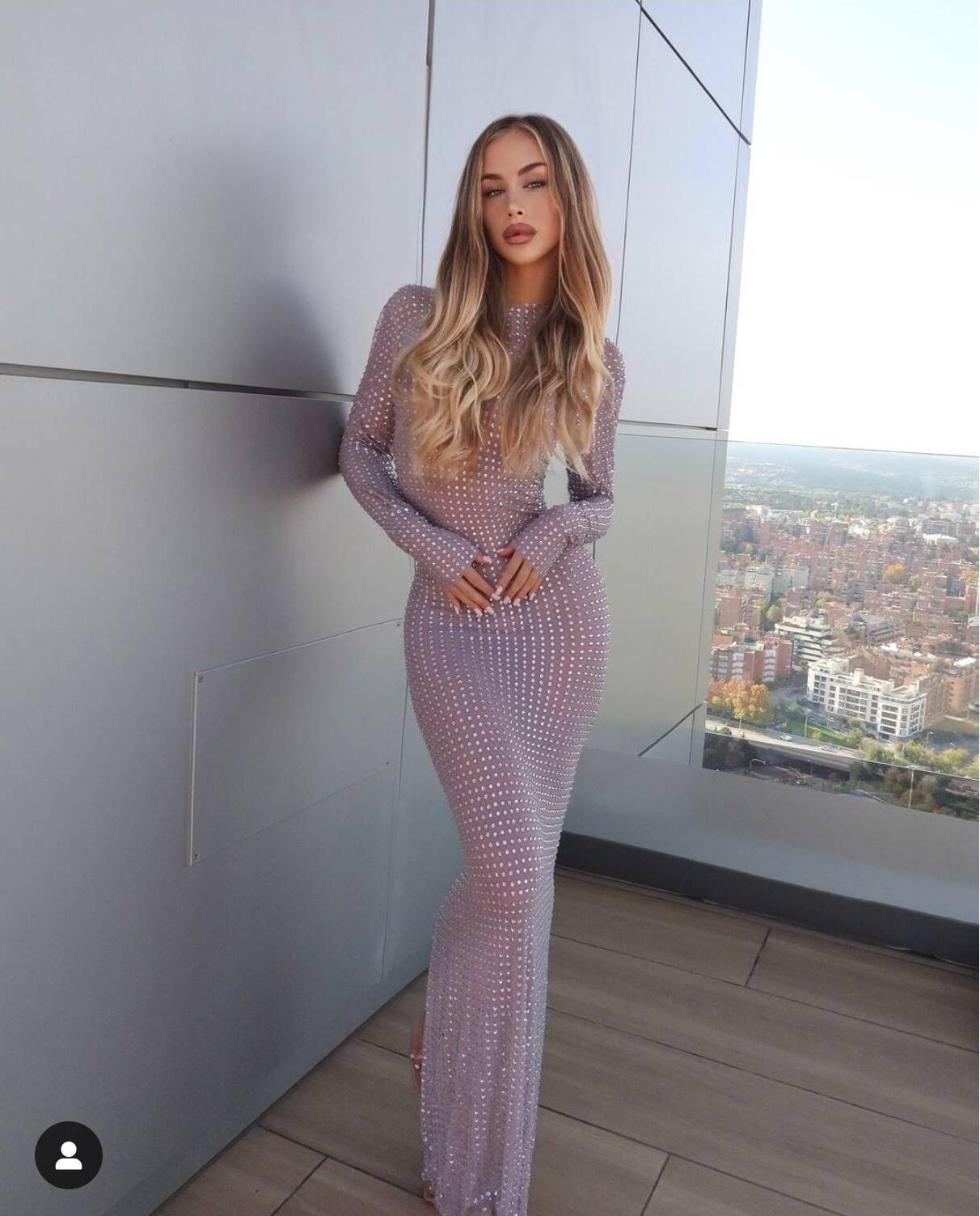 2025 New Transparent Photo Sho - Sparkly Rhinestone Club Party Dress recension och pris