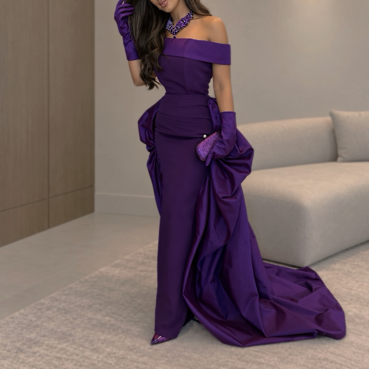Customized Sexy Satin Evening  - Elegant Satin Evening Gown Split recension och pris
